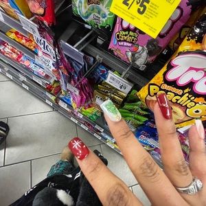 Handpainted Carebear Christmas Gel Press On Nails (short Square)